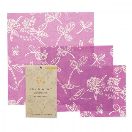 Se Bee's Wrap 3-pak Startpakke - Clover Print Mimi's Purple hos Økofamilien