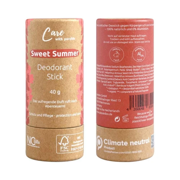 pandoo naturlig deodorant deo stick sweet summer variant Økofamilien