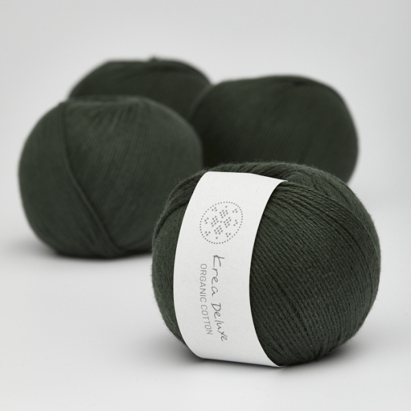 Krea Deluxe Økologisk Bomuldsgarn 50g Organic Cotton 36 Armygrøn