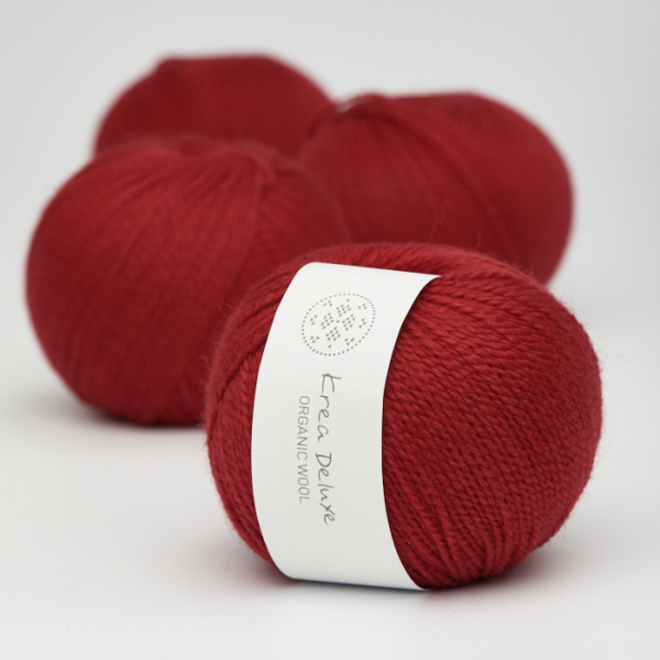 Krea Deluxe Økologisk Merino Uldgarn 50g Organic Wool 1 35 Rød