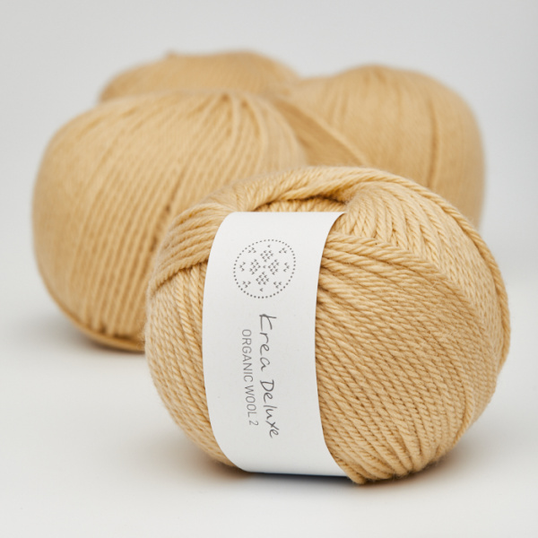 Krea Deluxe Tyk Økologisk Merino Uldgarn 50g Organic Wool 2 05 Gul