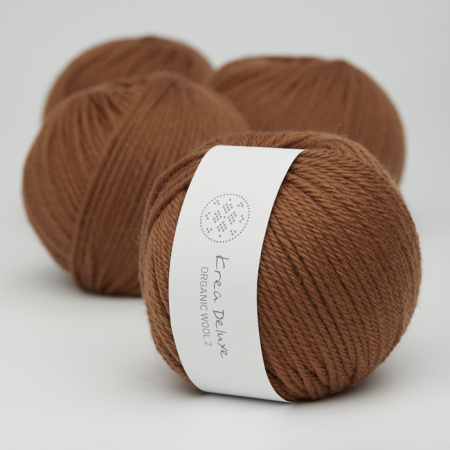 Krea Deluxe Tyk Økologisk Merino Uldgarn 50g Organic Wool 2 52 Cognac